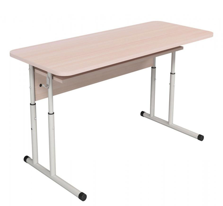 Стіл учнівський 2-місний з полицею, 1200х500х640-760, на круглій трубі, регулюється на ростові групи № 4-6 (ЛЕОНТЕК) (0161)